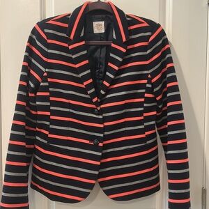 Gap coral striped navy blazer hot sz 10 stretchy sexy like new